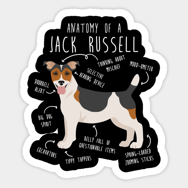 Jack Russell Terrier Dog Anatomy Sticker by Psitta